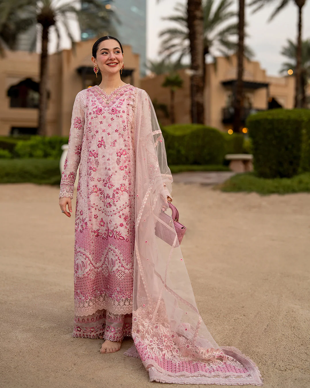 Faiza Saqlain Lamija embroidered lawn shirt with organza and net dupatta