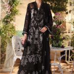 Front view of Maria B Chiffon Black MPC-26-101 embroidered suit