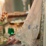 Close-up of embroidered sleeves on Maria B Chiffon MPC26105 Suit