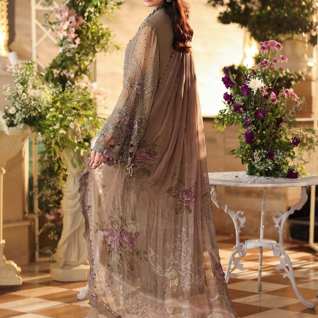 Back view of Maria B MPC-26-102 chiffon suit