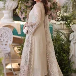 Back view of Maria B MPC-26-107 ivory beige chiffon suit