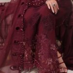 Close embroidery detail of Maria B MPC-26-108 chiffon suit