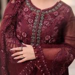 Neckline embroidery detail of Maria B MPC-26-108 suit