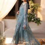 Side view of Maria B MPC-26-108 embroidered chiffon suit