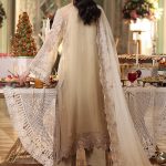 Back view of Maria B Olive Gold MPC26103 chiffon suit