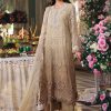 Front view of Maria B Olive Gold MPC26103 embroidered chiffon suit