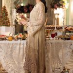 Side view of Maria B Olive Gold MPC26103 embroidered suit
