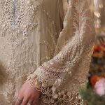Embroidered sleeves of Maria B Olive Gold MPC26103 chiffon suit