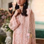Embroidered sleeves of Maria B Peach Pink MPC26104 chiffon suit