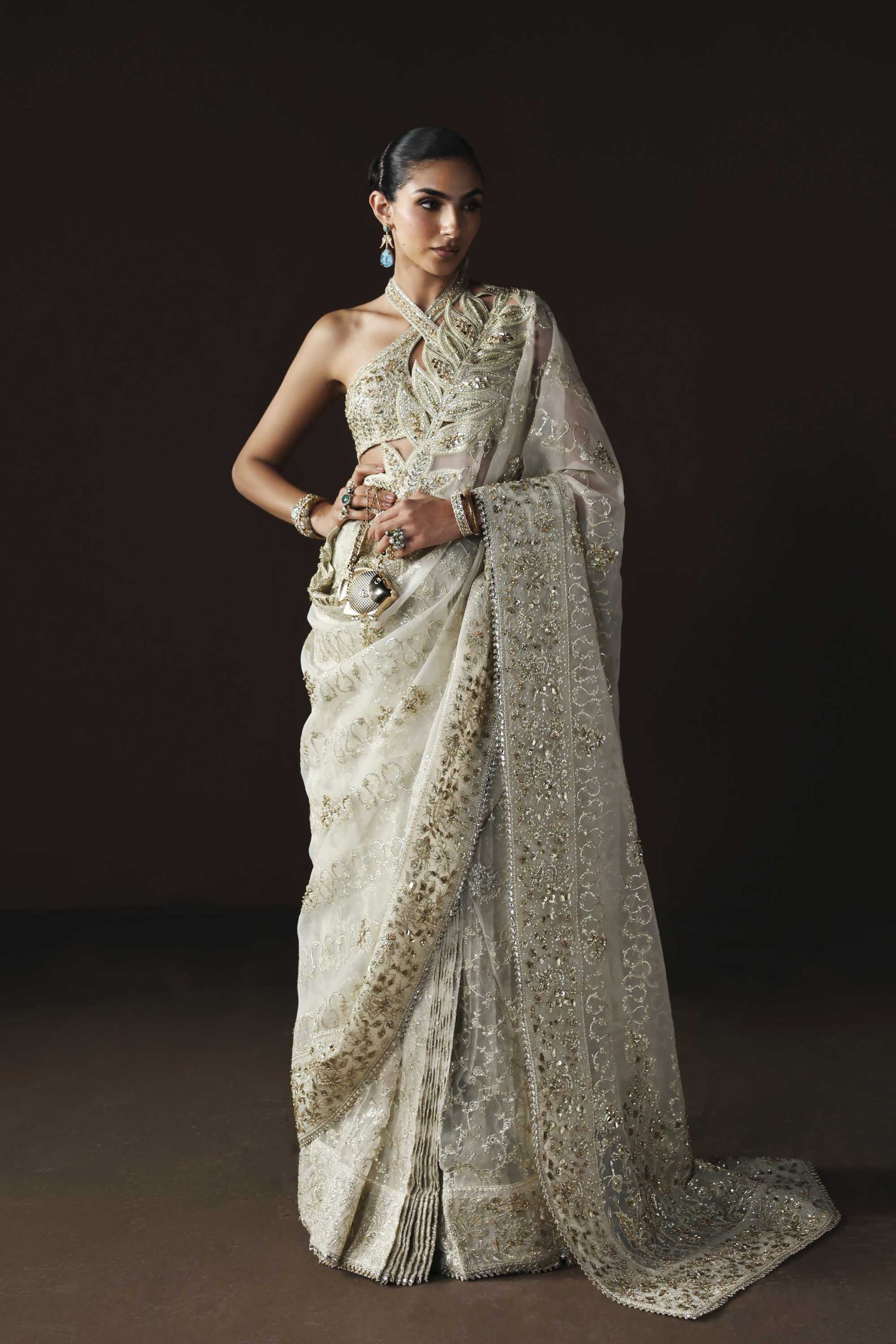 Luna dress featuring organza embroidered details and embellishments