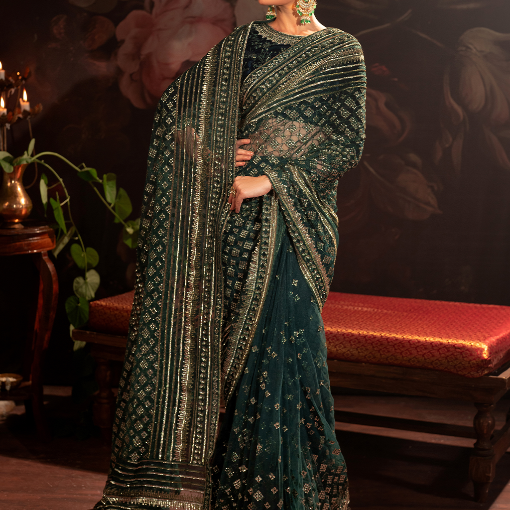 IV-46 Embroidered Velvet Formal Dress on display