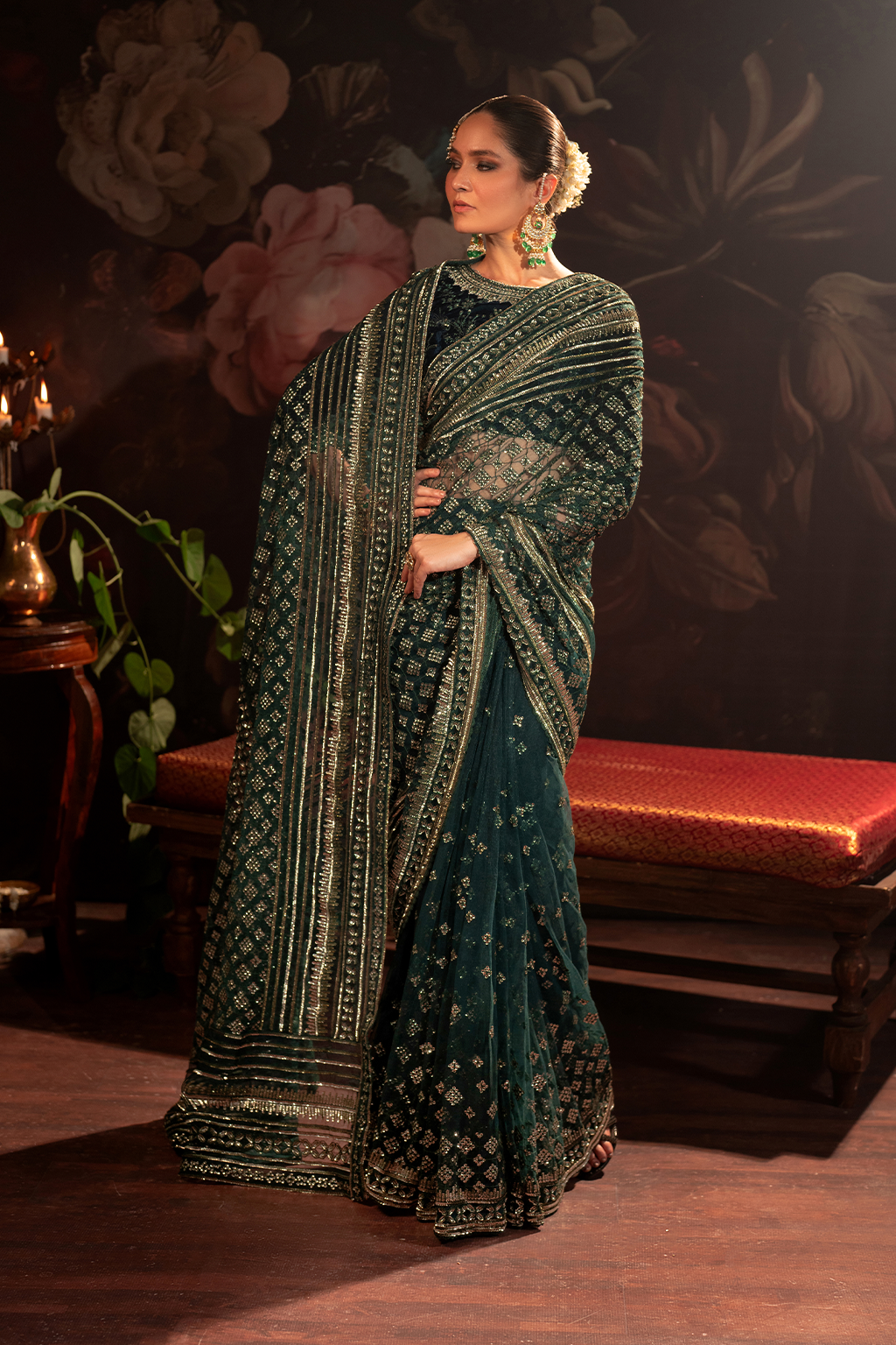 IV-46 Embroidered Velvet Formal Dress on display