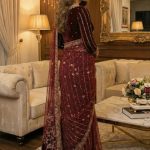 Elegant maroon velvet saree from Diara Couture