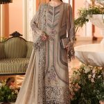 3 Piece Embroidered Chiffon Suit in Antique Grey