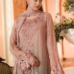 Side view of Maria B MPC-26-202 embroidered chiffon dress