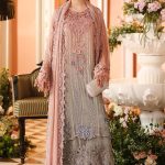 Maria B MPC-26-202 pink and grey embroidered chiffon suit front view