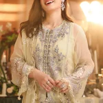 Close-up of Maria B MPC-26-208 chiffon embroidery and hand embellishment