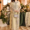 Maria B MPC-26-208 lime yellow embroidered chiffon suit front view