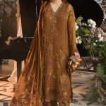 Maria B MPC-26-205 mustard embroidered chiffon suit front view